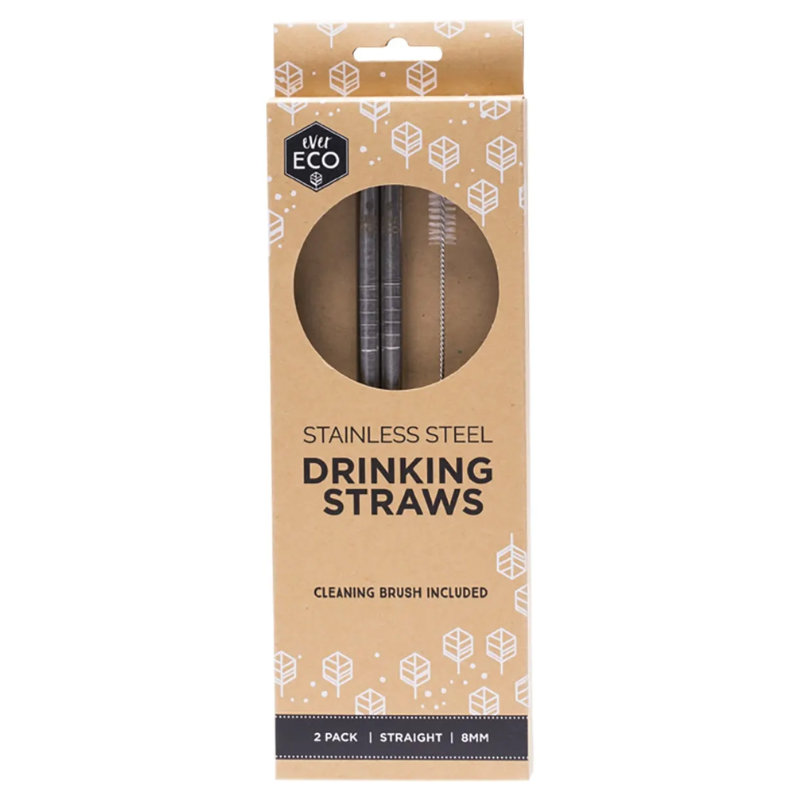 Ever Eco – Stainless Steel Straws w/Cleaning Brush 2 Pack