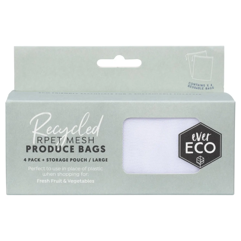 Ever Eco – Reusable Produce Bags – Recycled Mesh 4 Pack + Storage Pouch