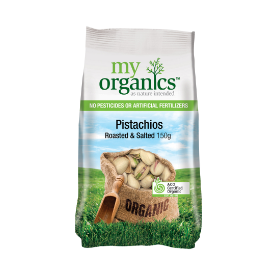 roasted and salted organic pistachios