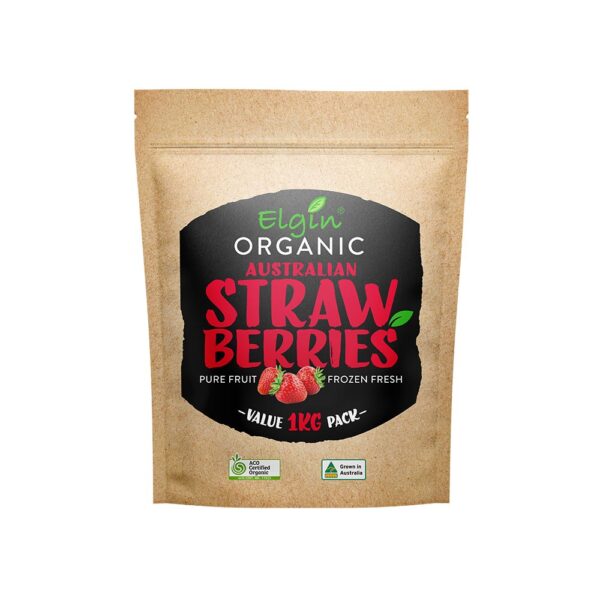 Image showing organic frozen strawberries bag