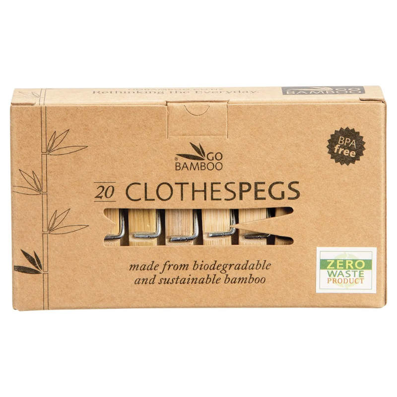 100% Biodegradable Bamboo Clothes Pegs 20 Pack (Go Bamboo)