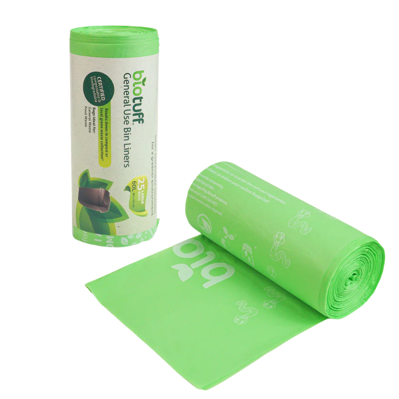 100% Biodegradable Bags – Large 60L General Use Bin Liner 25 Pack (Biotuff)