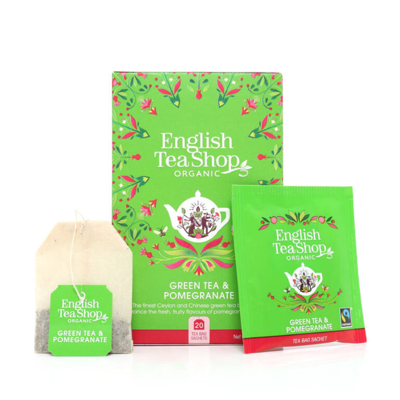 Organic Tea – Green Tea & Pomegranate 20 Bags (English Tea Shop)