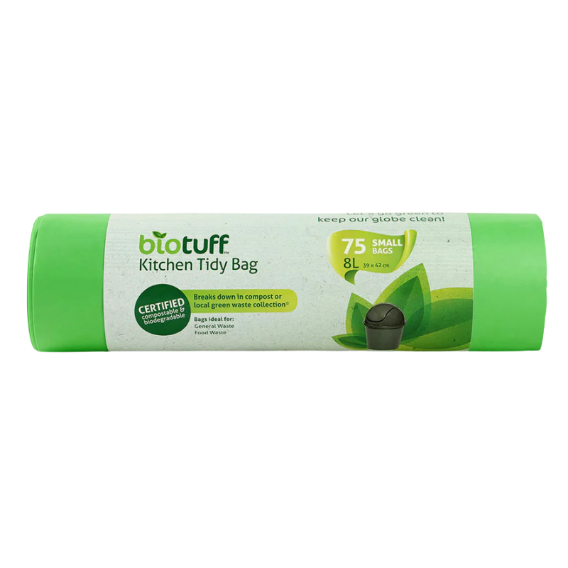 100% Biodegradable Bags – Small 8L Kitchen Tidy Bag 75 Pack (Biotuff)
