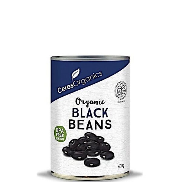 image showing tin of organic black beans from ceres organics 400g