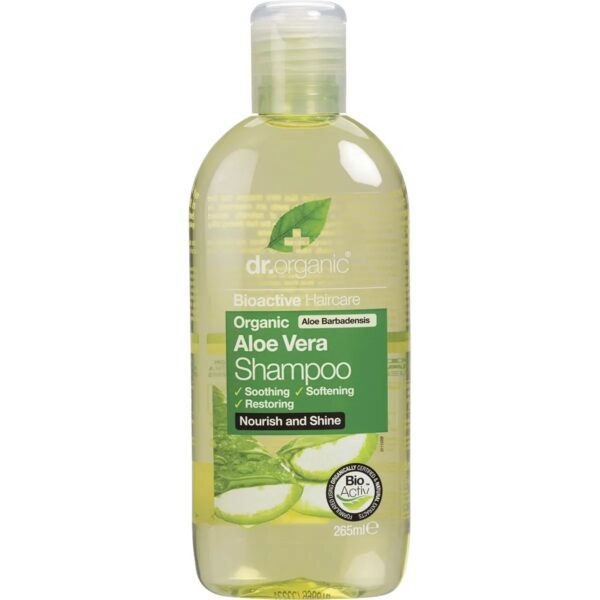 image showing front of bottle of organic aloe vera shampoo