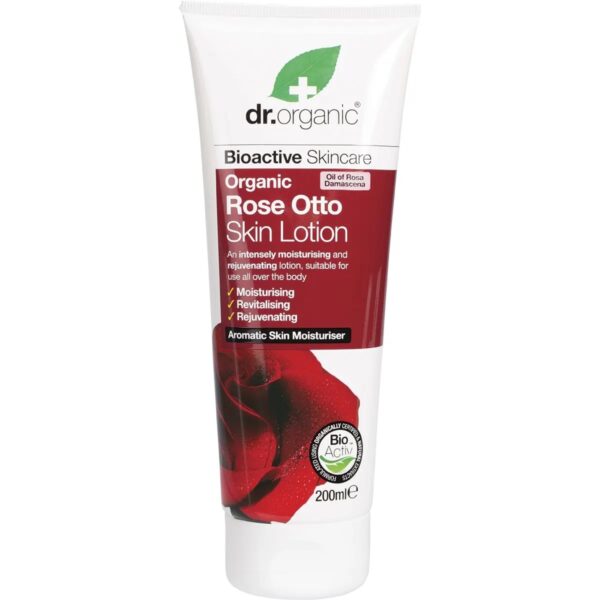 image showing organic skin lotion rose otto 200ml front