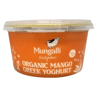 Organic Yoghurt – Lact-Free Greek Mango 375g (Mungalli Creek)