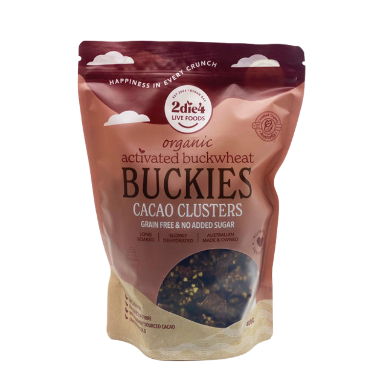 Organic Cereal – Activated Buckies – Cacao Clusters 400g (2die4)