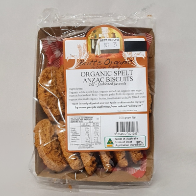 Organic Cookies – Spelt Anzac Biscuits 180g (Britts)