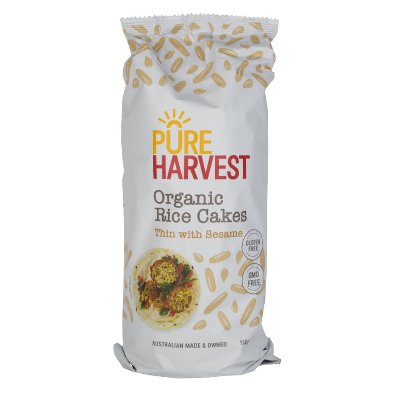 Organic Rice Cakes – Thin with Sesame 150g (Pure Harvest) *Gluten-free