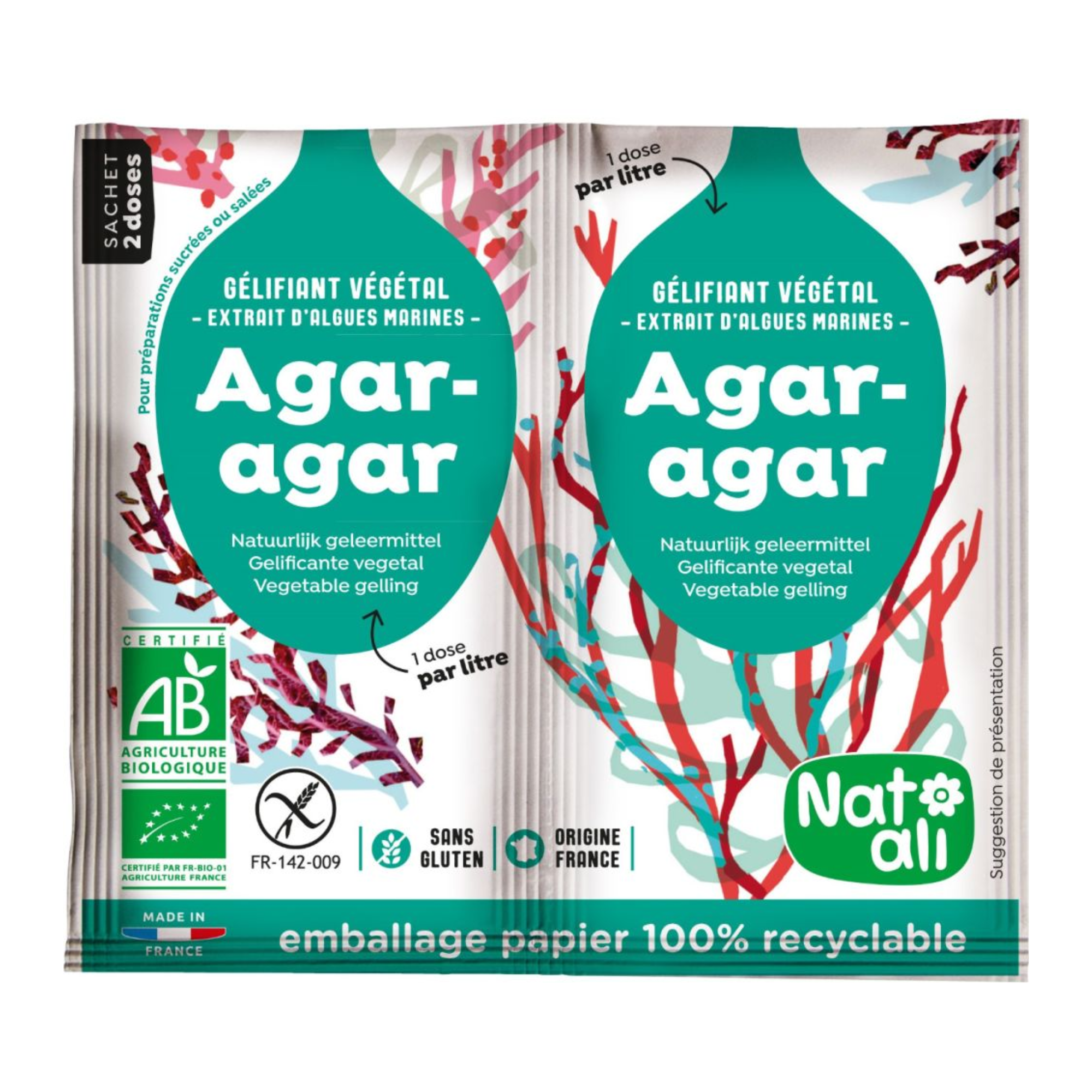 Organic Agar-Agar – Gelatin Alternative 2x4g (Nat-Ali’s)