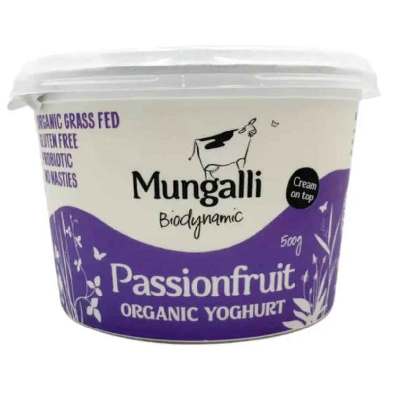 Organic Yoghurt – Passionfruit 500g (Mungalli Creek)